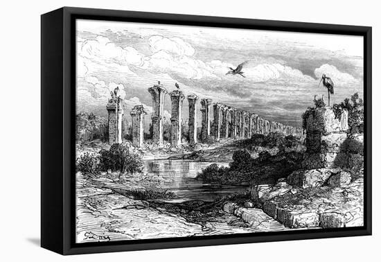 Roman Aqueduct, Merida, Spain, 19th Century-Gustave Doré-Framed Stretched Canvas