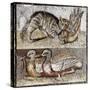 Roman Art : a Wild Cat Catching a Partridge and Two Ducks-null-Stretched Canvas