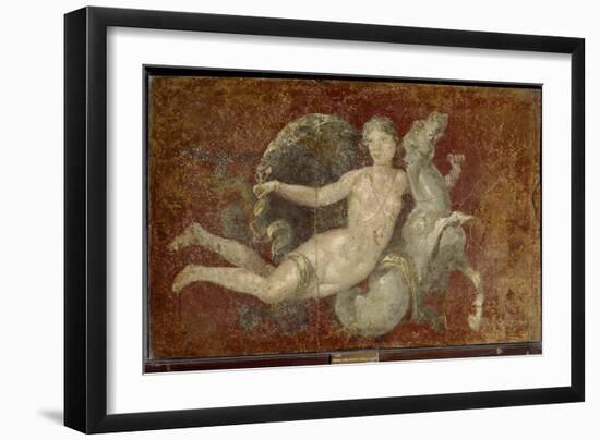 Roman Art : a Woman Riding a Sea Horse-null-Framed Premium Photographic Print