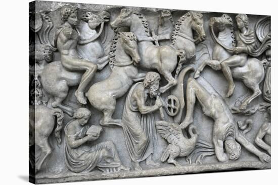 Roman Art. Sarcphagus Chest with the Phaeton Myth. Fall of Phaeton. Ny Carlsberg Glyptotek-null-Stretched Canvas