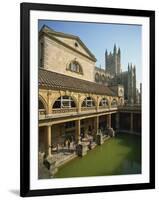 Roman Baths with the Abbey Behind, Bath, UNESCO World Heritage Site, Avon, England, UK-Harding Robert-Framed Photographic Print