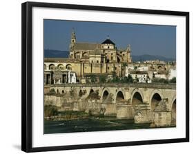 Roman Bridge Across the Rio Guadalquivir, Cordoba, Andalucia, Spain-Michael Busselle-Framed Photographic Print