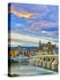 Roman Bridge Over Guadalquivir River and Mezquita, Cordoba, Cordoba Province, Andalucia, Spain-Alan Copson-Stretched Canvas