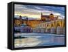 Roman Bridge Over Guadalquivir River and Mezquita, Cordoba, Cordoba Province, Andalucia, Spain-Alan Copson-Framed Stretched Canvas