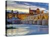 Roman Bridge Over Guadalquivir River and Mezquita, Cordoba, Cordoba Province, Andalucia, Spain-Alan Copson-Stretched Canvas