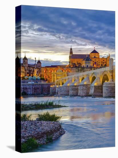 Roman Bridge Over Guadalquivir River and Mezquita, Cordoba, Cordoba Province, Andalucia, Spain-Alan Copson-Stretched Canvas