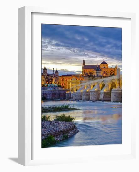 Roman Bridge Over Guadalquivir River and Mezquita, Cordoba, Cordoba Province, Andalucia, Spain-Alan Copson-Framed Photographic Print