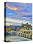 Roman Bridge Over Guadalquivir River and Mezquita, Cordoba, Cordoba Province, Andalucia, Spain-Alan Copson-Stretched Canvas