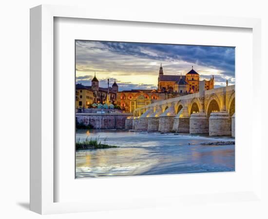 Roman Bridge Over Guadalquivir River and Mezquita, Cordoba, Cordoba Province, Andalucia, Spain-Alan Copson-Framed Photographic Print