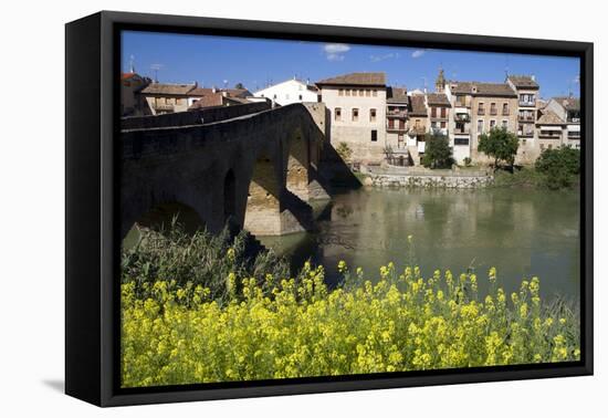 Roman Bridge Spanning the Arga River, Puente La Reina, Navarra, Spain-David R. Frazier-Framed Stretched Canvas