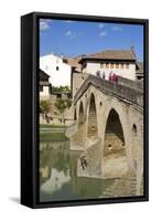 Roman Bridge Spanning the Arga River, Puente La Reina, Navarra, Spain-David R. Frazier-Framed Stretched Canvas