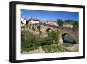 Roman Bridge Spanning the Arga River, Puente La Reina, Navarra, Spain-David R. Frazier-Framed Photographic Print