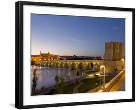 Roman Bridge with Calahorra Tower at Night, Cordoba, Andalusia, Spain-phbcz-Framed Photographic Print
