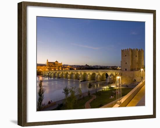 Roman Bridge with Calahorra Tower at Night, Cordoba, Andalusia, Spain-phbcz-Framed Photographic Print