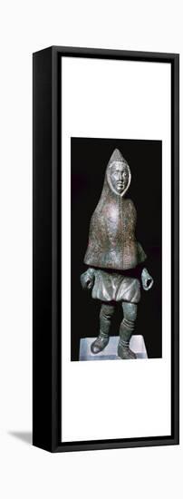 Roman bronze figure of a man wearing a cloak, 4th century-Unknown-Framed Stretched Canvas