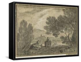 Roman Campagna with Figures, 1756-Richard Wilson-Framed Stretched Canvas
