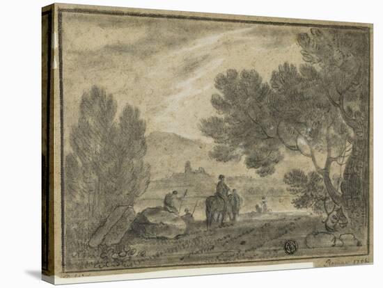 Roman Campagna with Figures, 1756-Richard Wilson-Stretched Canvas