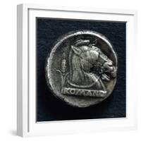 Roman-Campanian Didramma Depicting a Horse, Roman Coins-null-Framed Giclee Print