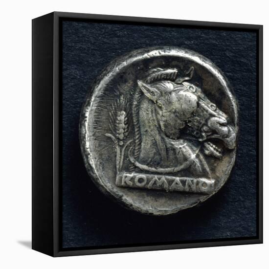Roman-Campanian Didramma Depicting a Horse, Roman Coins-null-Framed Stretched Canvas