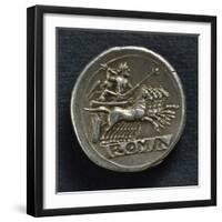 Roman-Campanian Quadrigatus, Roman Coins-null-Framed Giclee Print