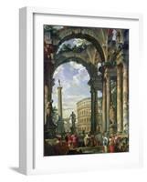 Roman Capriccio, 18th Century-Giovanni Paolo Pannini-Framed Giclee Print