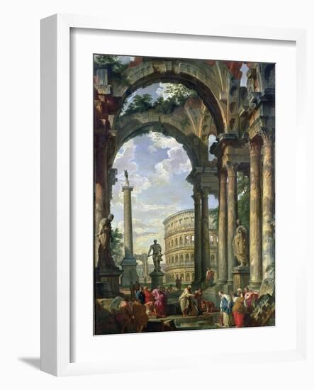 Roman Capriccio, 18th Century-Giovanni Paolo Pannini-Framed Giclee Print