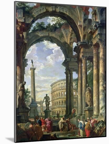 Roman Capriccio, 18th Century-Giovanni Paolo Pannini-Mounted Giclee Print