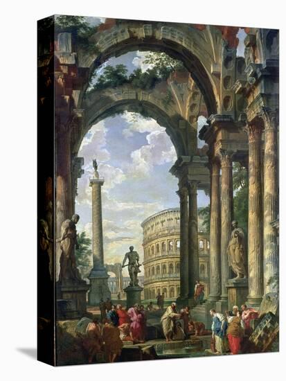 Roman Capriccio, 18th Century-Giovanni Paolo Pannini-Stretched Canvas