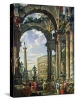 Roman Capriccio, 18th Century-Giovanni Paolo Pannini-Stretched Canvas