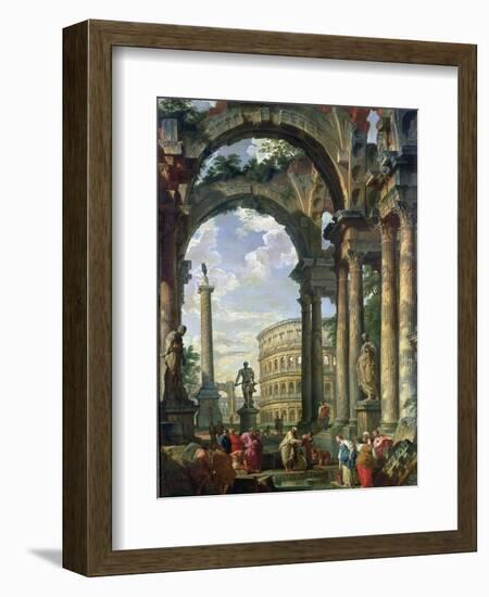 Roman Capriccio, 18th Century-Giovanni Paolo Pannini-Framed Giclee Print