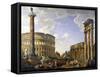 Roman Capriccio Showing the Colosseum, Borghese Warrior, Trajan's Column, the Dying Gaul, Tomb of…-Giovanni Paolo Pannini-Framed Stretched Canvas