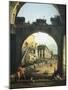 Roman Capriccio with Capitol, 1743-1745-Bernardo Bellotto-Mounted Giclee Print