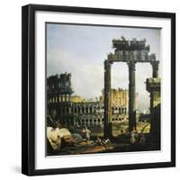 Roman Capriccio with Colosseum, 1742-1746-Bernardo Bellotto-Framed Giclee Print