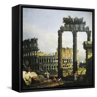 Roman Capriccio with Colosseum, 1742-1746-Bernardo Bellotto-Framed Stretched Canvas