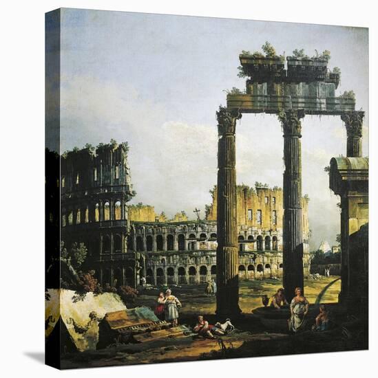 Roman Capriccio with Colosseum, 1742-1746-Bernardo Bellotto-Stretched Canvas