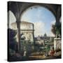 Roman Capriccio with Triumphal Arch-Bernardo Bellotto-Stretched Canvas