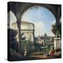 Roman Capriccio with Triumphal Arch-Bernardo Bellotto-Stretched Canvas