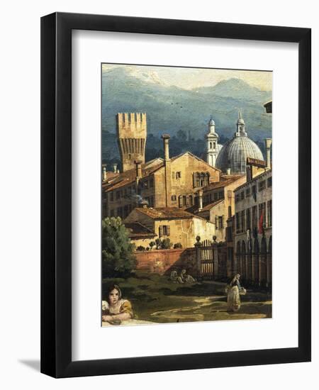 Roman Capriccio with Turreted Walls and City Gates, 1742-1747-Bernardo Bellotto-Framed Giclee Print