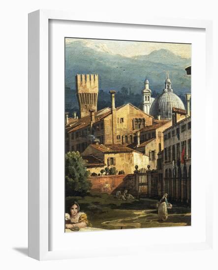 Roman Capriccio with Turreted Walls and City Gates, 1742-1747-Bernardo Bellotto-Framed Giclee Print