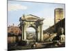Roman Capriccio with Turreted Walls and City Gates, 1742-1747-Bernardo Bellotto-Mounted Giclee Print