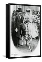 Roman Catholic Couple Leaving Notre Dame De France, Leicester Square, on Bicycles-null-Framed Stretched Canvas