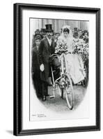 Roman Catholic Couple Leaving Notre Dame De France, Leicester Square, on Bicycles-null-Framed Photographic Print