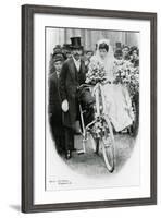 Roman Catholic Couple Leaving Notre Dame De France, Leicester Square, on Bicycles-null-Framed Photographic Print