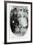 Roman Catholic Couple Leaving Notre Dame De France, Leicester Square, on Bicycles-null-Framed Photographic Print