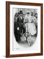 Roman Catholic Couple Leaving Notre Dame De France, Leicester Square, on Bicycles-null-Framed Photographic Print