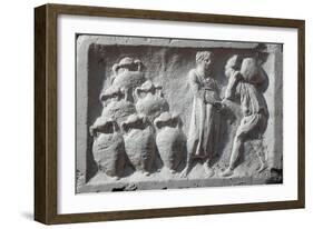 Roman Civilization, Bas-Relief Depicting Roman Cellar with Amphorae Wine Ware-null-Framed Giclee Print