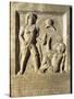 Roman Civilization, Funerary Stele with Relief Depicting Gladiator Fight, from Amisos, Turkey-null-Stretched Canvas