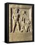 Roman Civilization, Funerary Stele with Relief Depicting Gladiator Fight, from Amisos, Turkey-null-Framed Stretched Canvas