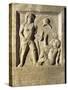 Roman Civilization, Funerary Stele with Relief Depicting Gladiator Fight, from Amisos, Turkey-null-Stretched Canvas