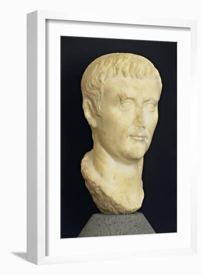 Roman Civilization Head of Tiberius from Roselle, Domus of the Mosaics, Tuscany Region, Italy-null-Framed Giclee Print